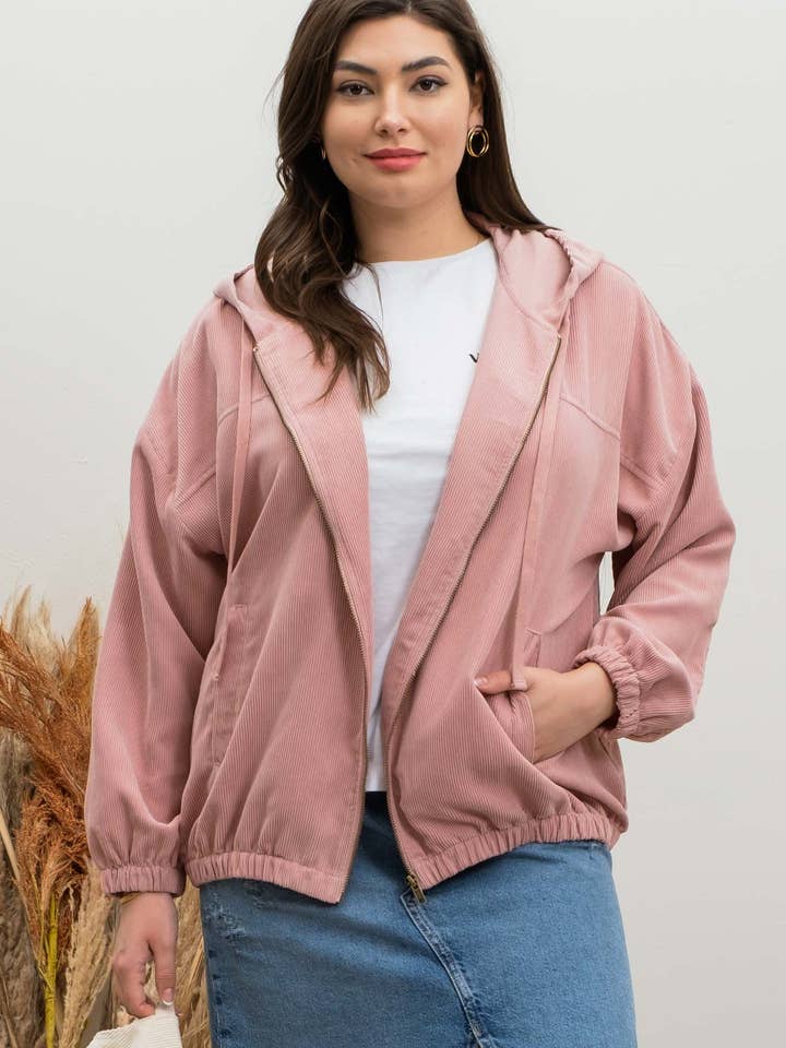 Blu Pepper - Wholesale Jacket - Women's - PLUS CORDUROY ZIP UP JACKET32