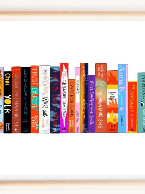 Impressão de arte Bookish - Asian Author Bookstack por atacado de Steeped in Words