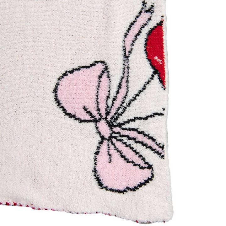 Light Pink Cherry Bows All Over Soft Wholesale Blanket for wholesale on Faire5