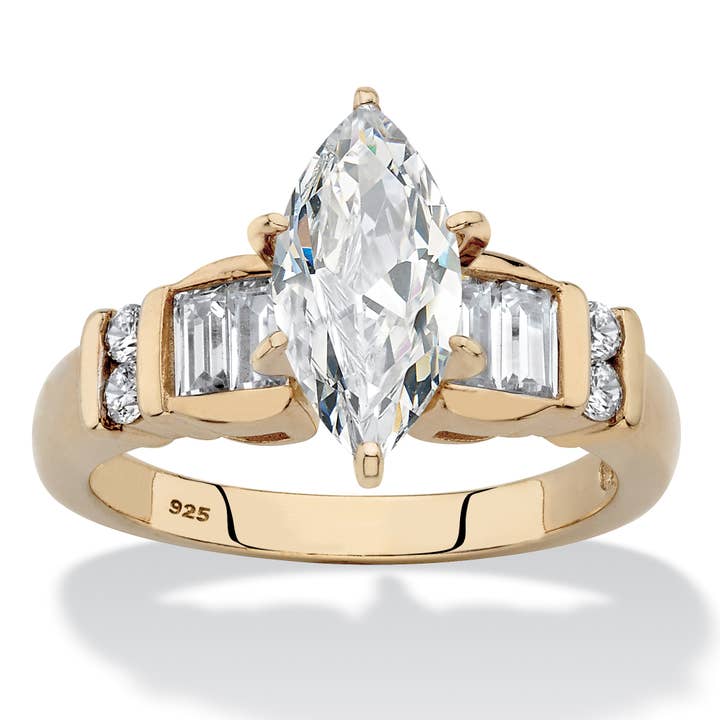 Marquise & Baguette CZ Ring 2.69 TCW 14k Gold-plated Silver for wholesale by PalmBeach Jewelry