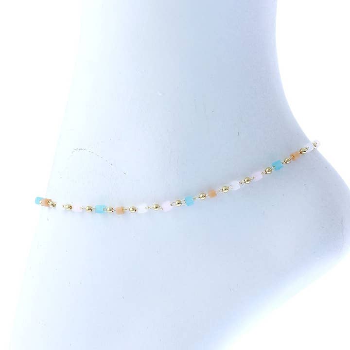 Chaîne de cheville à perles cubiques, 5 assorties pour la vente par Kaleidoscope Accessories