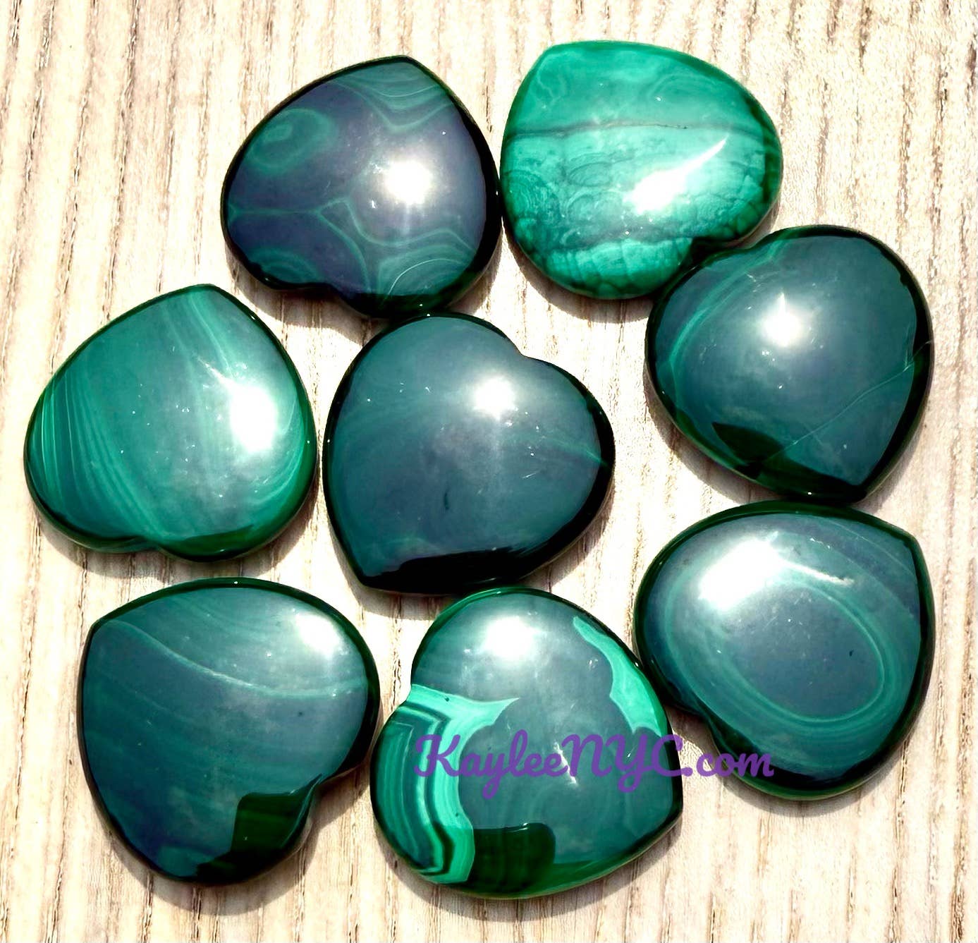 KayleeNYC - Wholesale Spiritual Stone/Crystal - Natural Malachite Hearts 28mm Crystals Healing Energy2