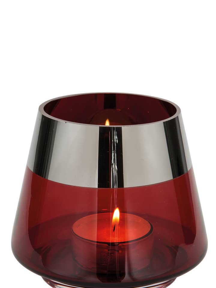 Jona/värmeljushållare, glas, röd/h.13, d. 15cm för wholesale av FINK Living