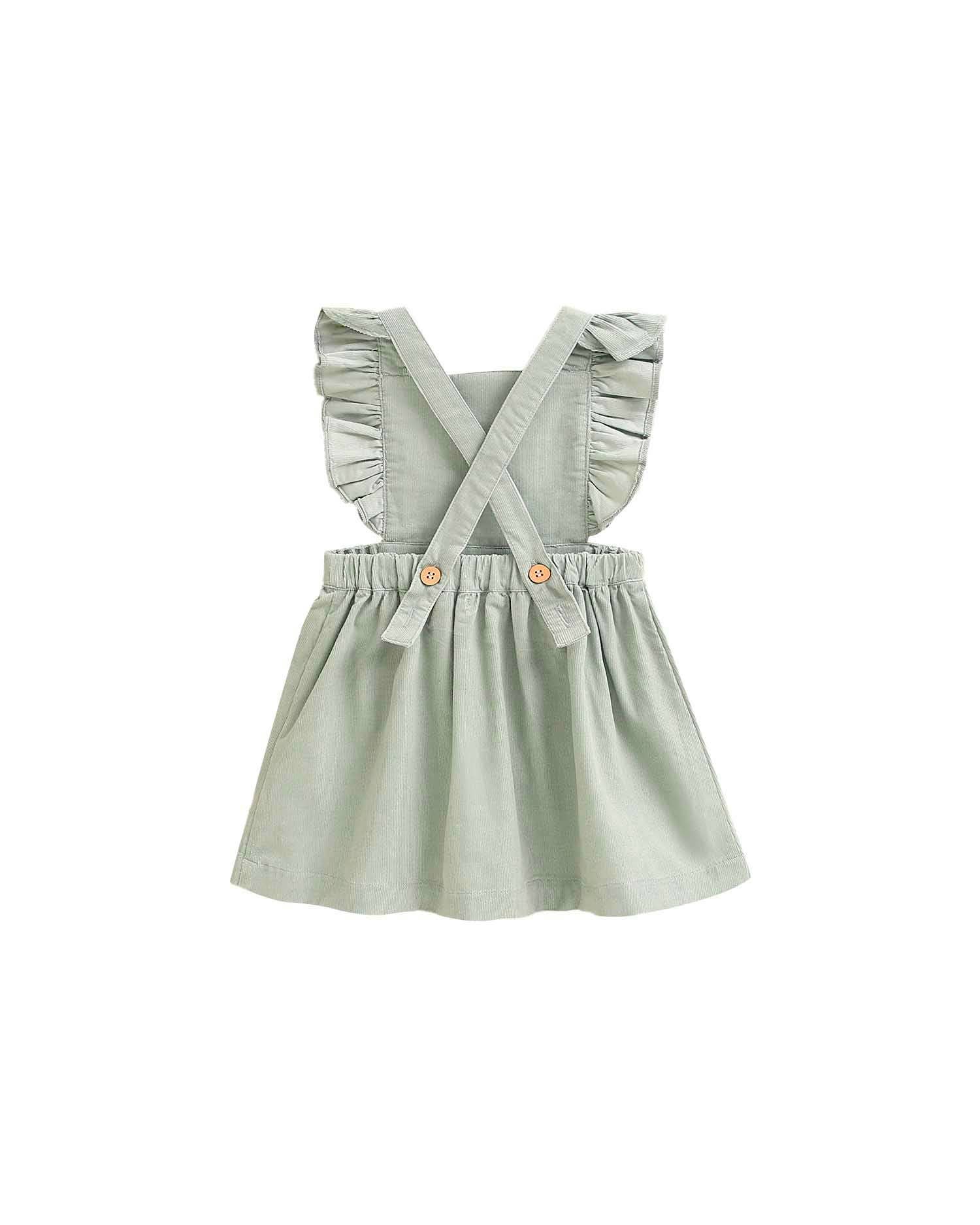 Baby Girl's Pichi-style Green Dress with Ruffle for wholesale on Faire1