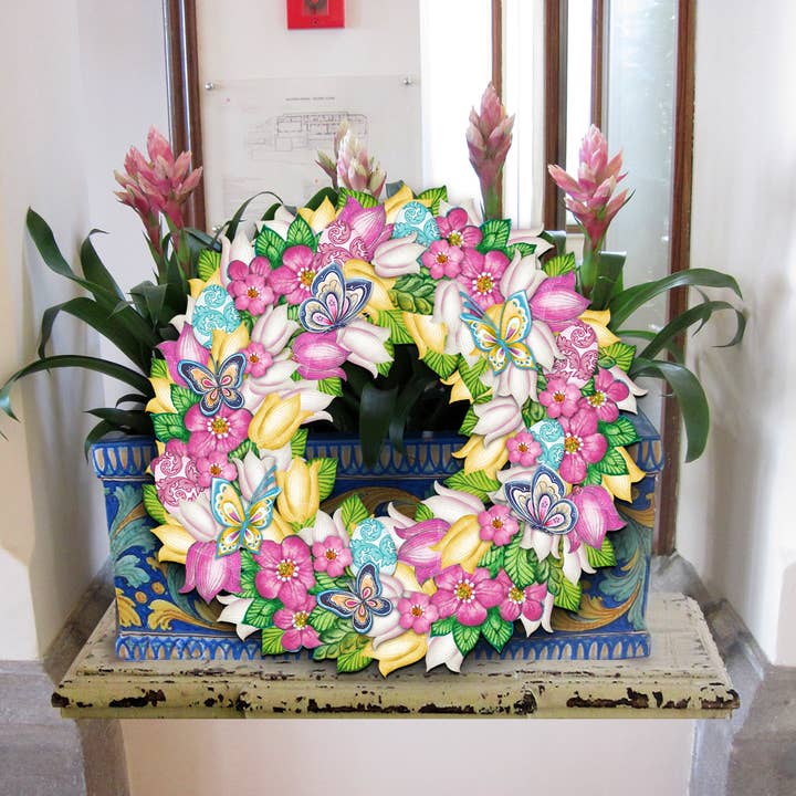 Designocracy – wholesale Dörrhängare – Vårblommor Påskkrans | Trä | UV-belagd1