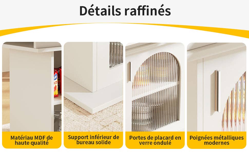 Urban Meuble - Wholesale Side Table - Extendable dining table with wood effect, black storage space, and glass 110-140*70cm CHOCAS BLACK GLASS31