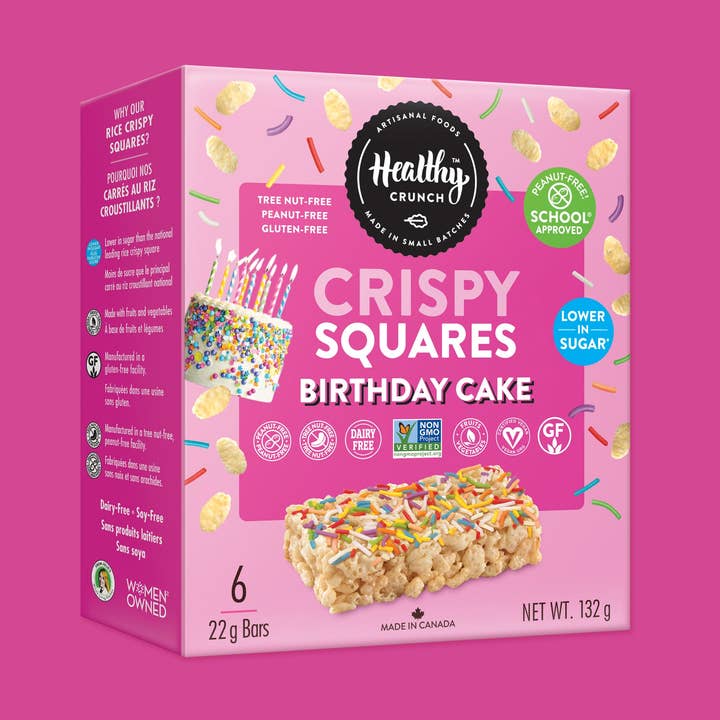 Birthday Cake Crispy Squares for wholesale by Healthy Crunch