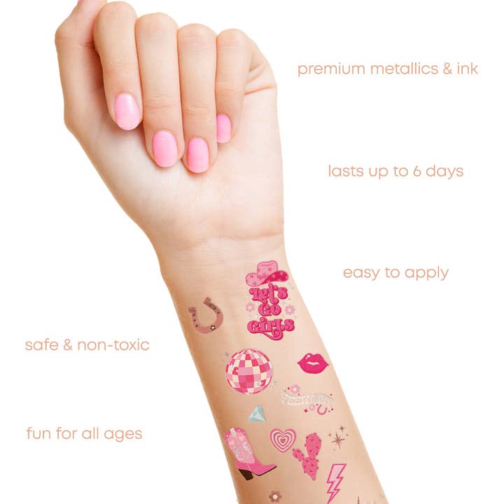 Flash Tattoos - Venta al por mayor Tatuajes temporales - Tatuajes temporales metálicos DISCO COWGIRL BACHELORETTE2