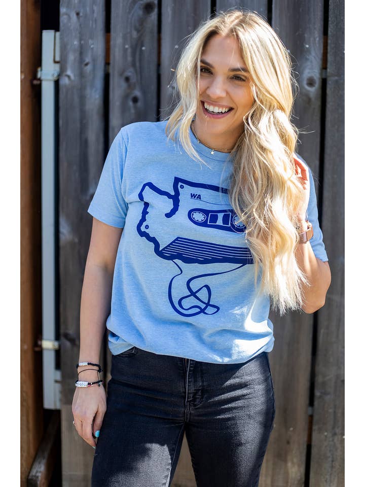 Viaduct - Wholesale Screen Printed T-Shirt - Unisex - Washington State Cassette tee1