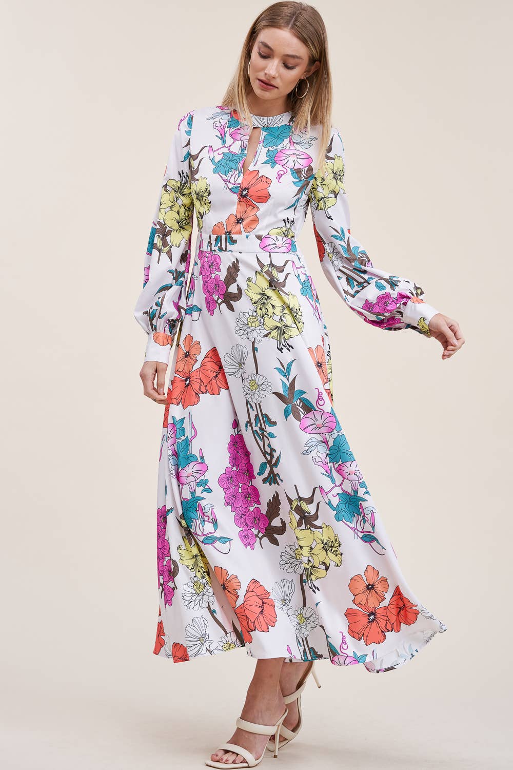 QMP Moda - Wholesale Dress - Women's - FLORAL PRINTED DRESS WITH ELASTIC WAIST AND POCKETS1