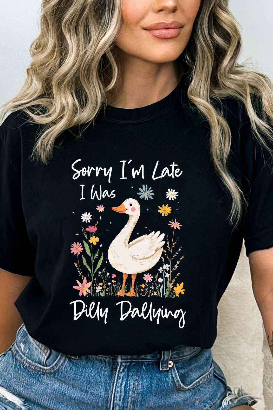 Kissed Apparel - Vendita all'ingrosso Maglietta serigrafata - Donna - Scusa per il ritardo, stavo perdendo tempo Comfort Colors2