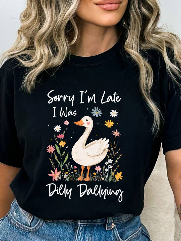 Kissed Apparel - Vendita all'ingrosso Maglietta serigrafata - Donna - Scusa per il ritardo, stavo perdendo tempo Comfort Colors2