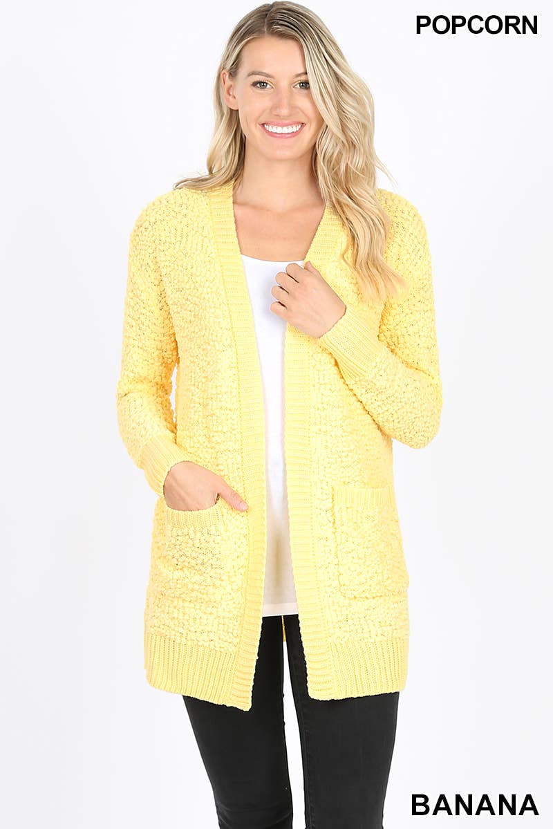 42POPS - Wholesale Cardigan - Women's - Popcorn Sweater Cardigan w/ Pockets13