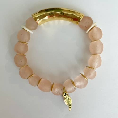 Bicchiere Sweet Pea Pink Sea con barra dorata da 10 mm per la vendita all'ingrosso da parte di omibeads