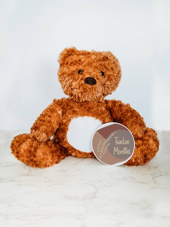 Monthly Milestone Discs, Bear Stuffed Animal for wholesale by Grow With Me Baby Co