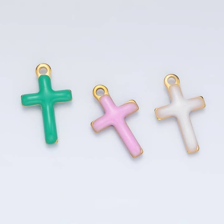 Stainless Steel Pink, Green, White Enamel Mini Cross Charm | P1020 and other Purchase Wholesale pink cross. Free Returns & Net 60 Terms on Faire trending on Faire.