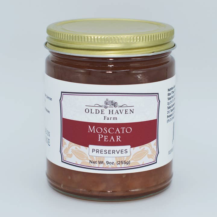 Moscato Pear Preserves 9oz for wholesale by Olde Haven Farm