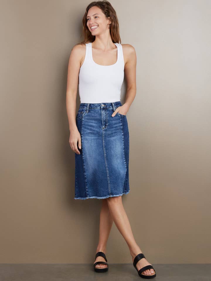 Saia Jean Curta de Dois Tone por atacado de Billy T