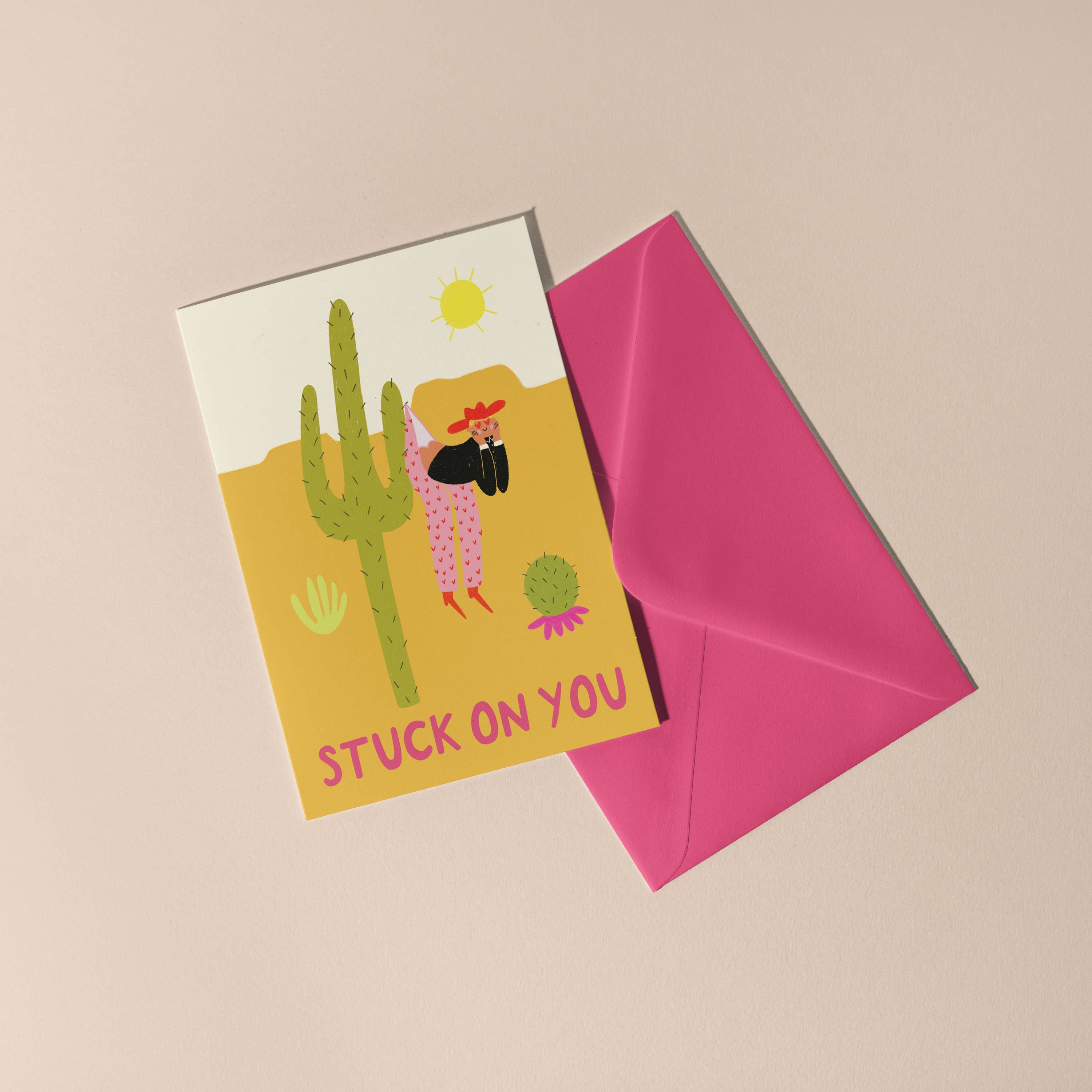 Little Black Cat Illustrated Goods - Vente Cartes de Saint-Valentin - Coincé sur toi Carte d'amour | Carte de Saint-Valentin Cowboy | Western2