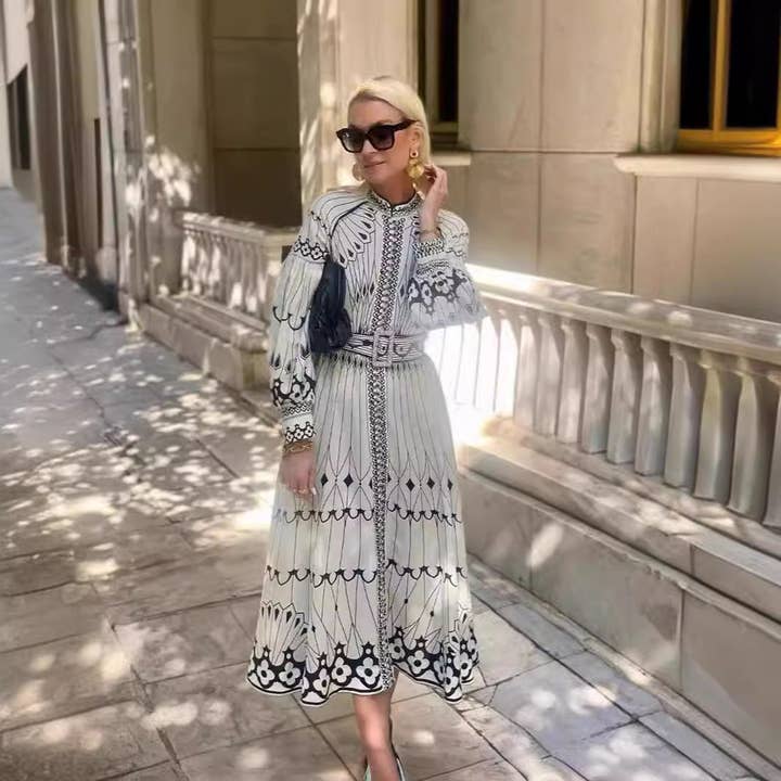 As Shown 2025 NEW Linen Lantern Sleeve Dress Vintage Chic for You for wholesale on Faire8