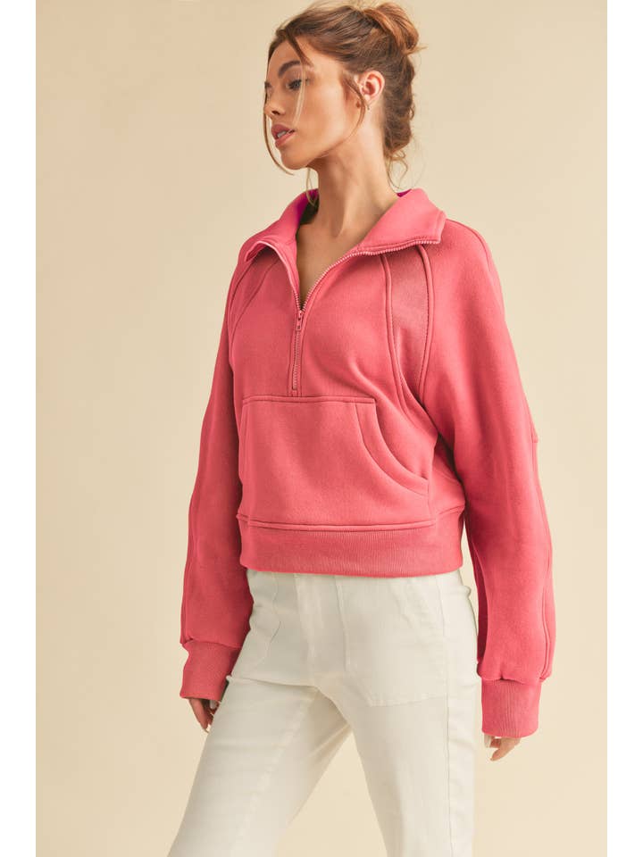 AEMI + CO - Wholesale Sweatshirt - Women's - 950CK Dove Funnel Neck Half Zip 5