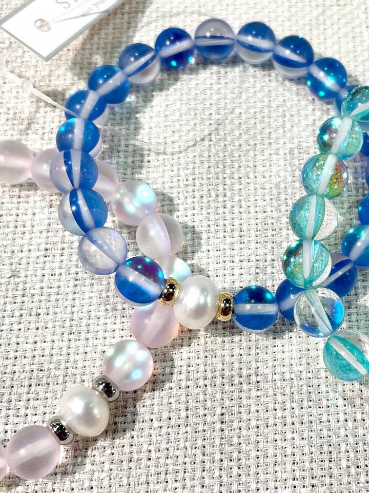 #1234 -Bracciale in pietra con perle piccole per la vendita all'ingrosso da parte di Studio G