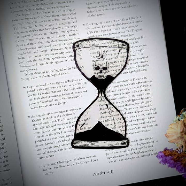 Dark Veinlet – Großhandel Lesezeichen – Clear Bookmark - Sanduhr Skull Goth Gothic Horror