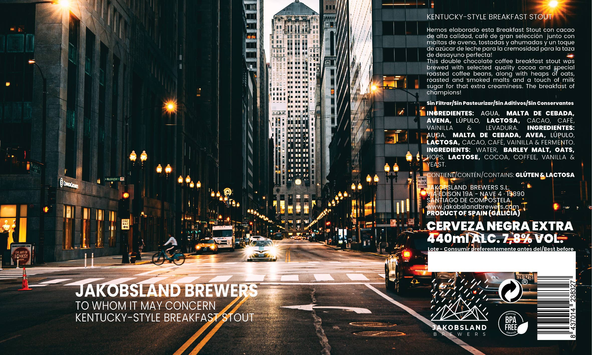 Jakobsland Brewers - Wholesale Beer - To Whom It May Concern Breakfast Stout 7.8% - 440ml1