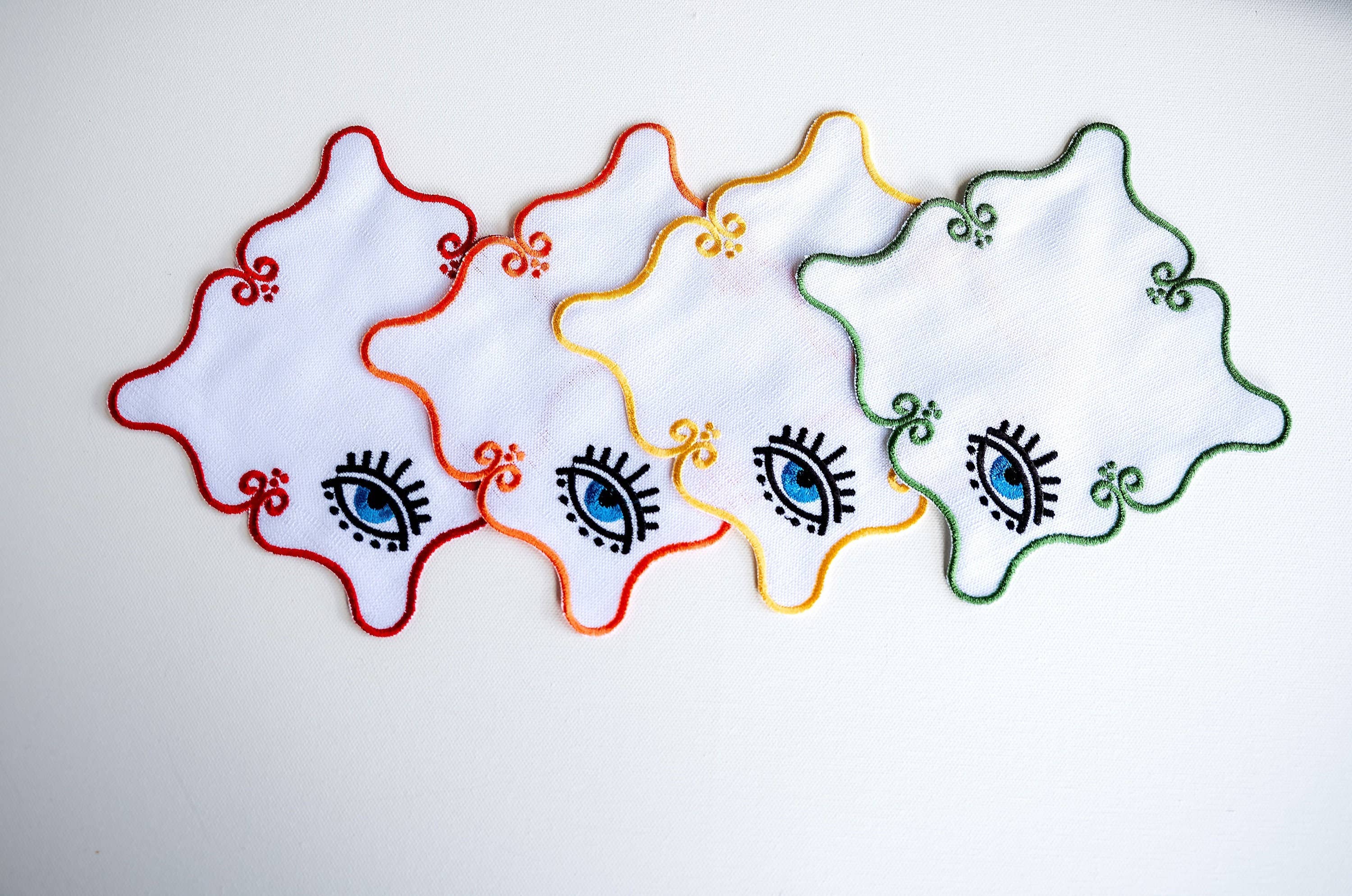 Hemsin Atelier – wholesale Middags- och tygservett – Ond öga broderade linneservetter (Bästsäljare)5