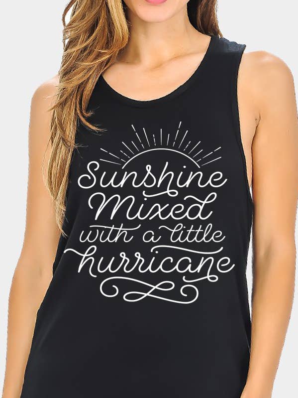 TANK TOP WITH BACK KNOT SUNSHINE PRINT for wholesale by Burgundy Apparel