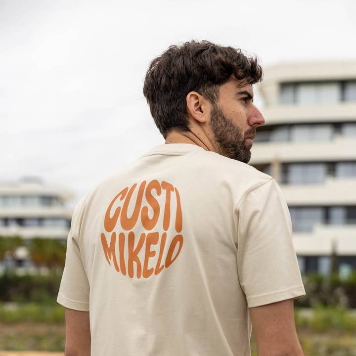 T-shirt Print Circle Beige voor wholesale door Custi Mikelo: Men's Clothing & Christmas Gifts