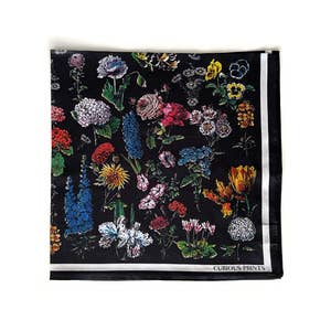Lost Pattern Camellia Floral Large Silk Square Scarf | Head Wrap