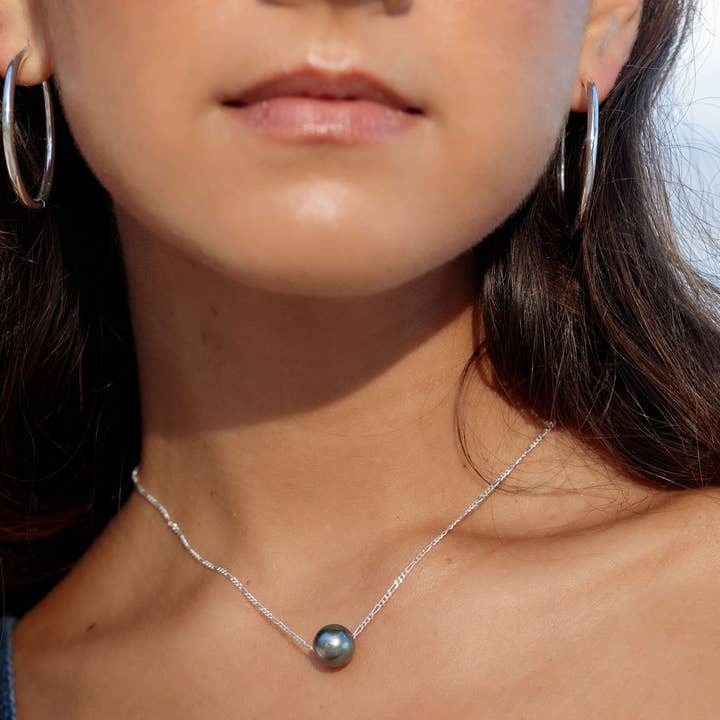 Silver Single Floating Tahitian Pearl Necklace - Miliani and other Purchase Wholesale tahitian pearls. Free Returns & Net 60 Terms on Faire trending on Faire.