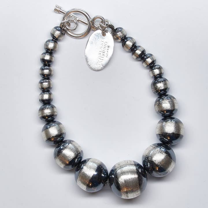 Bracciale con Perline in Argento Sterling Ossidato Graduato per la vendita all'ingrosso da parte di Renata Rubio 92.5
