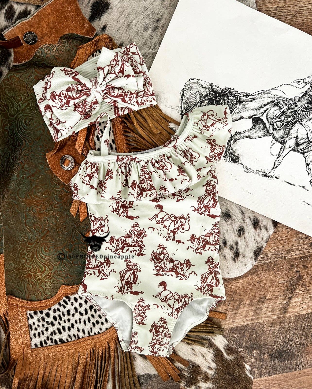 Arrow F Apparel - Wholesale One Piece Swimsuit - Kids - Runaway Cowgirl Swimsuit (Minis)(TFP Exclusive)0