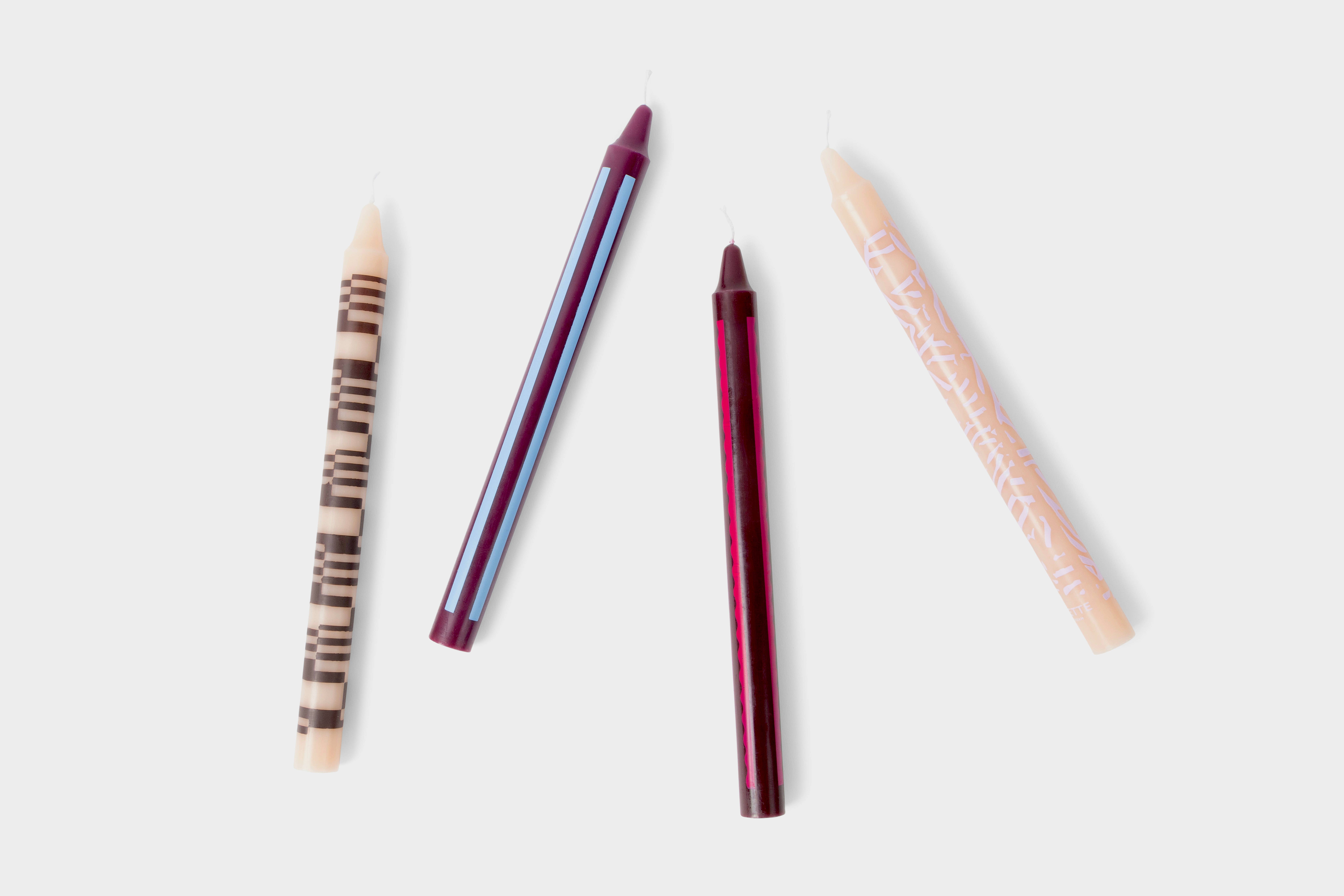 Palette Amsterdam - Wholesale Tapered Candle/Candlestick - Christmas 2025Design Dinner candles - Set of 4 - Maroon Room1