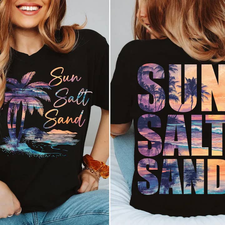 Whiskey & Lace Outfitters - Wholesale T-Shirt (Graphic) - Women's - Sun Salt Sand Trendy Graphic Tee  Â