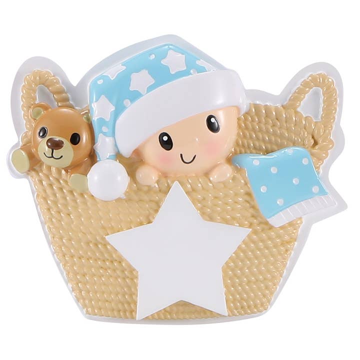 PolarX Ornaments - Vente Objets de décoration - Ornement personnalisé « Bébé dans un panier »