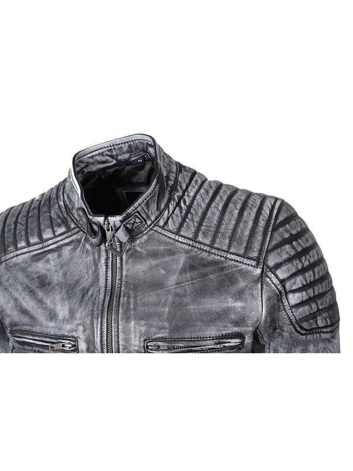 Urban 5884 Amsterdam | Leather jackets – wholesale Motorcykeljacka - Herr – Urban 5884 Ralph bikerjacka i lammskinn för herr i denimstil1