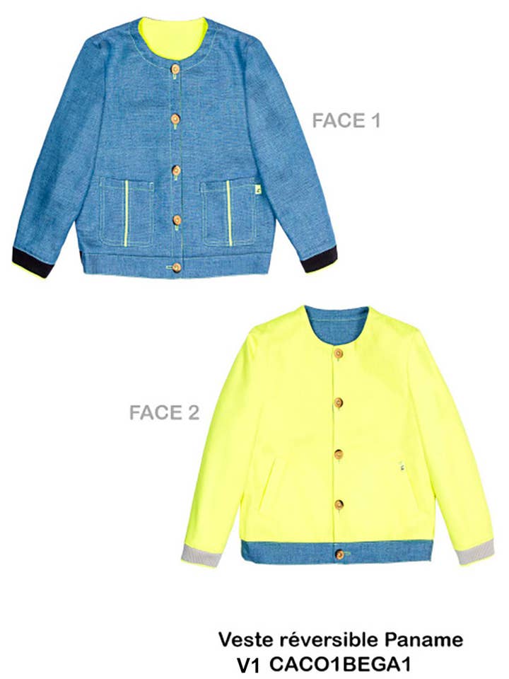 Hooy vändbar barnjacka, blå och gul för wholesale av Hooy