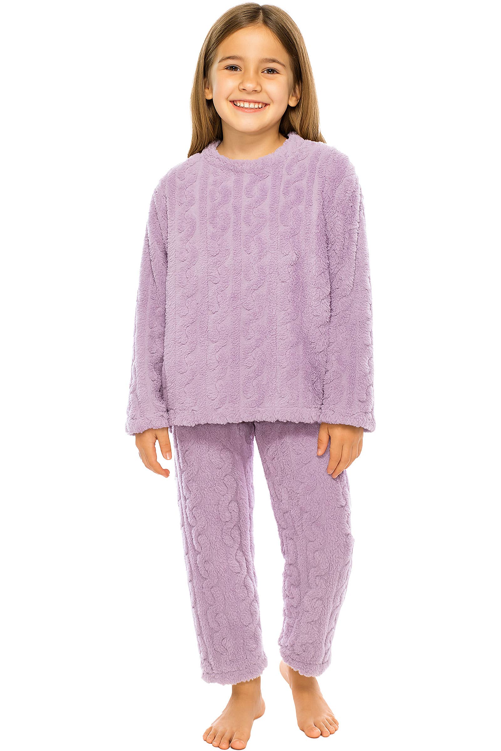 Cap Zone – wholesale Sleepwear set – Kids – Kids Cable Fuzzy Sherpa Fleece Pajama Sets2