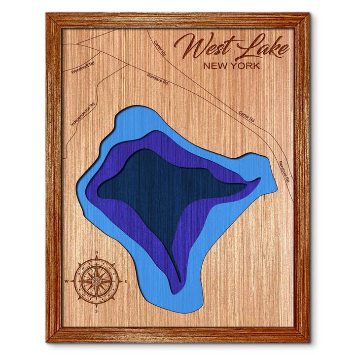 West Lake Old Forge NY Djupkarta - Unik Väggkonst för wholesale av Premier Gifts and More