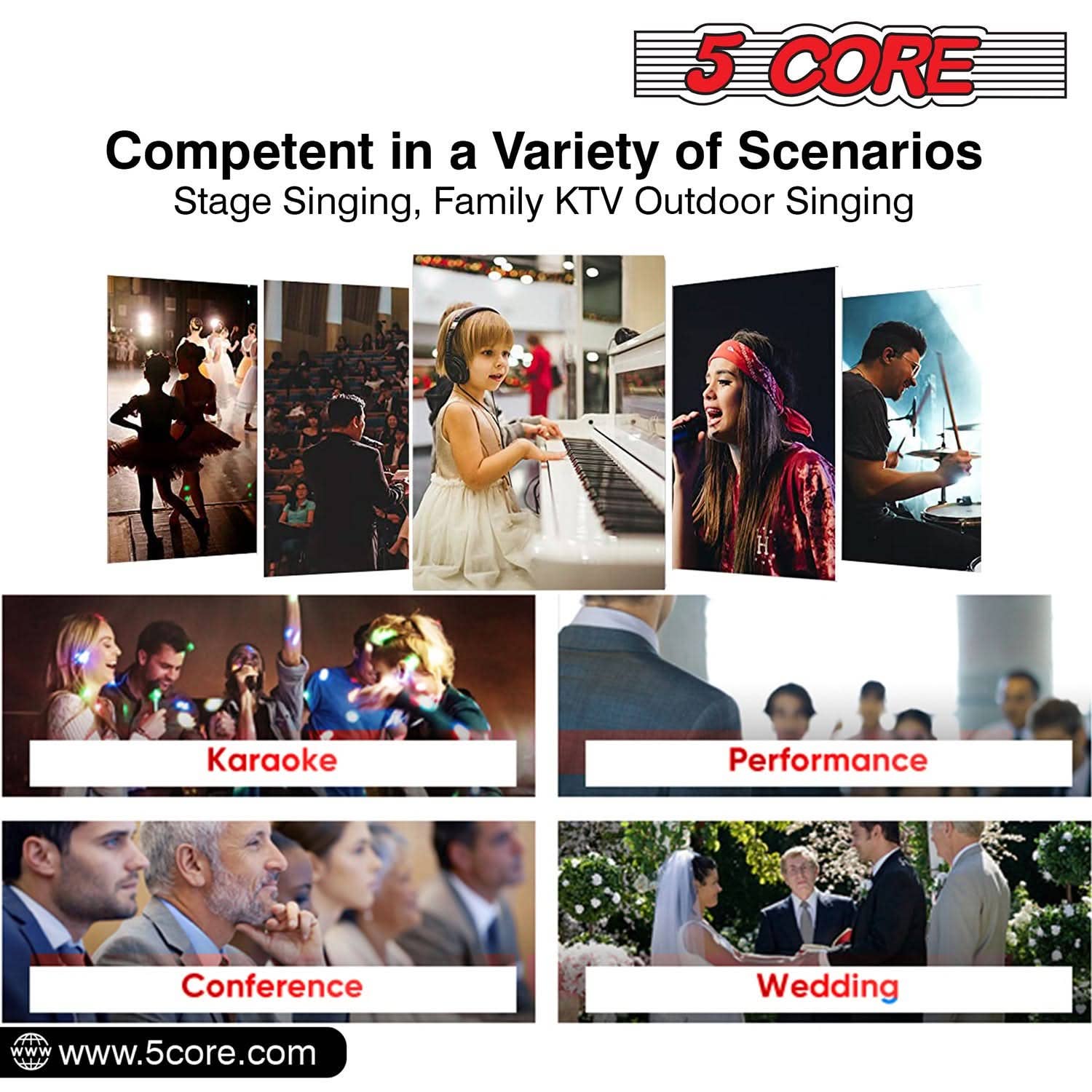 K Cube Inc - Wholesale Musical Instrument - 5Core Dynamic Wired Microphone Mic Singing Handheld Mics7