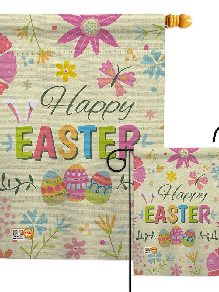 Gelukkig Pasen Kleurrijke Bloemen Lente Tuin Vrienden Vlag voor wholesale door Two Group Flag Co