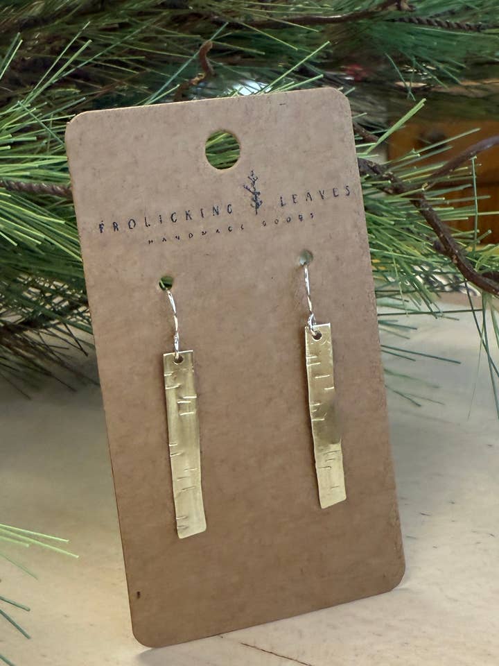Brass Birch Tree Earrings for wholesale by Frolicking Leaves