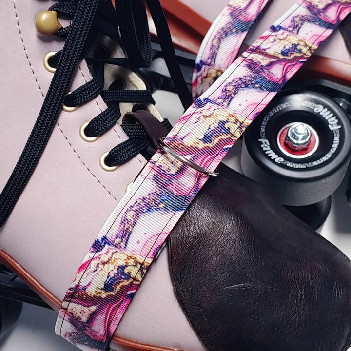 Pink Marbled Geode Print Adjustable Roller Skate Leash for wholesale by Project Pinup