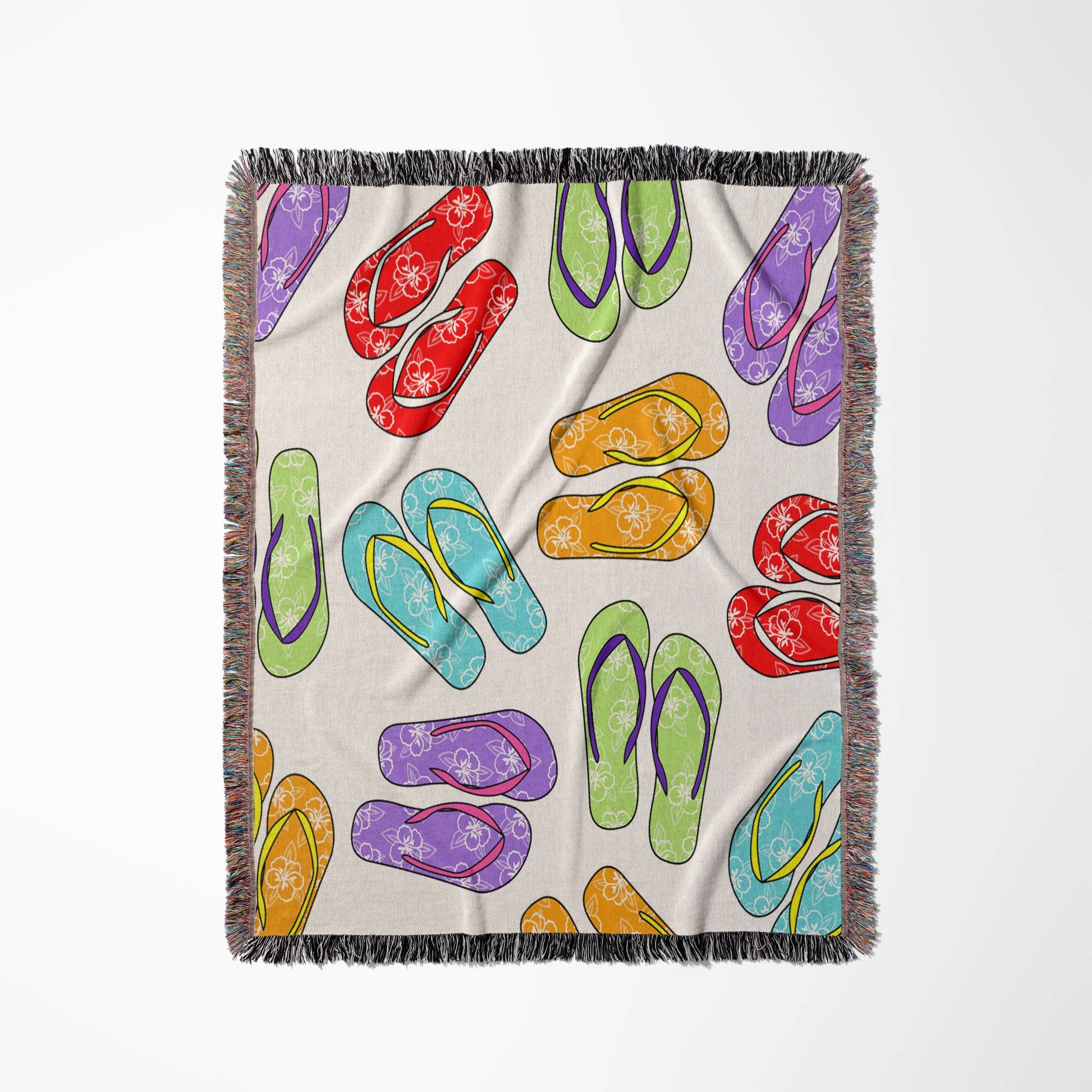 3dRose – wholesale Throw blanket – 3dRose, Colorful Flip Flop Print - White Background, Blanket