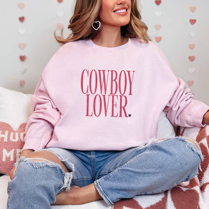 Cowboy Lover Valentine's Day Graphic Sweatshirt for wholesale by Trendznmore - Modern Graphic Apparel