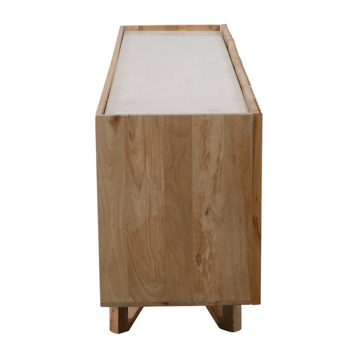 Sagebrook Home - Wholesale Side Table - Wood/marble, 69"l 4-door Fluted Sideboard, Natural