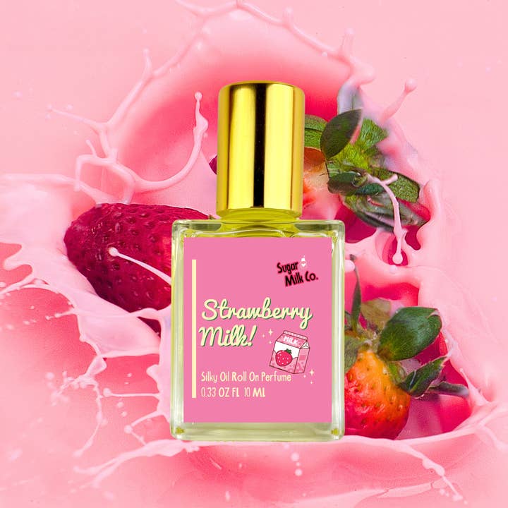 Strawberry Milk Roll On Perfume Oil for wholesale by Sugar Milk Co.